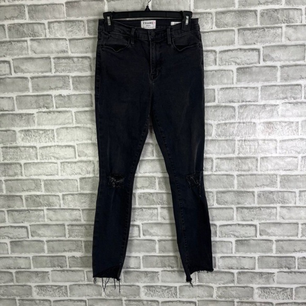 Frame Le High Skinny Grunge Ripped Distressed Stretch Skinny Jeans  Size 28